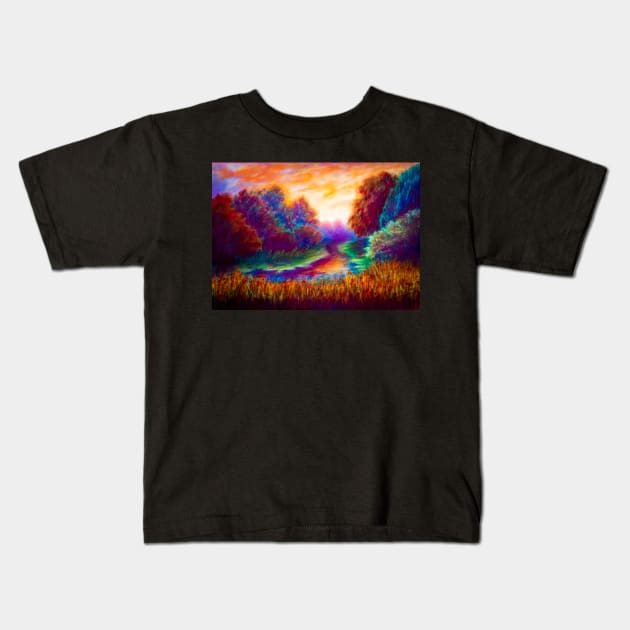 Early Autumn nature landscape - pastel painting Kids T-Shirt by redwitchart